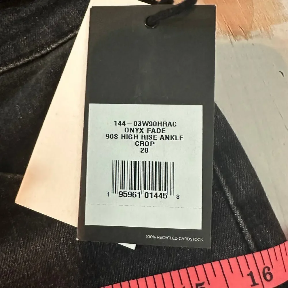 RE/DONE 90s High Rise Ankle Crop Size 28 Onyx Fade Button Fly Stretch